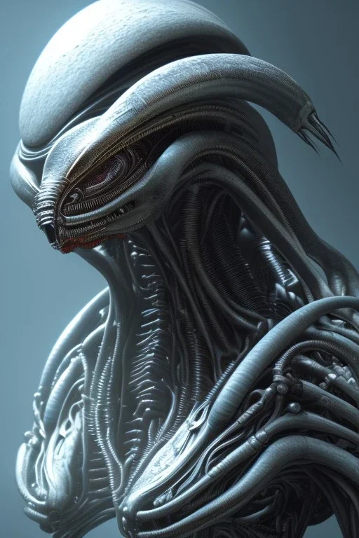 evil predator, alien, tron, head, bitcoin eyes, 8k, finely detailed, dark light, photo realistic, hr giger, cyberpunk