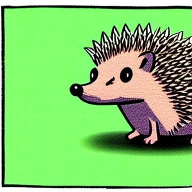 hedgehog, cute, brown body, humanoid body, arms, legs, cute face, cartoon, soviet cartoon, standing on two, belly,