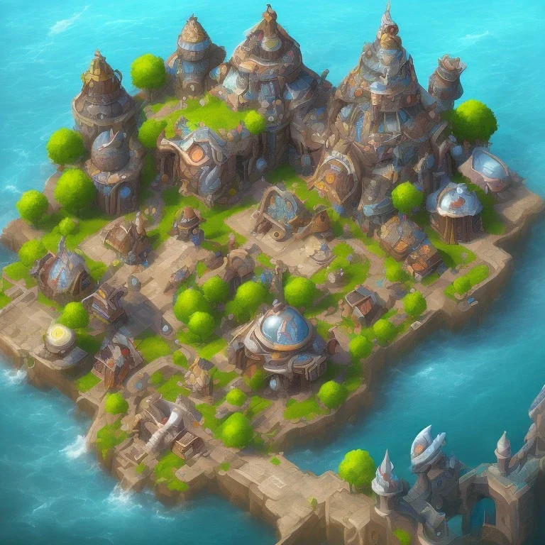 architecture concept in dofus，vertical view