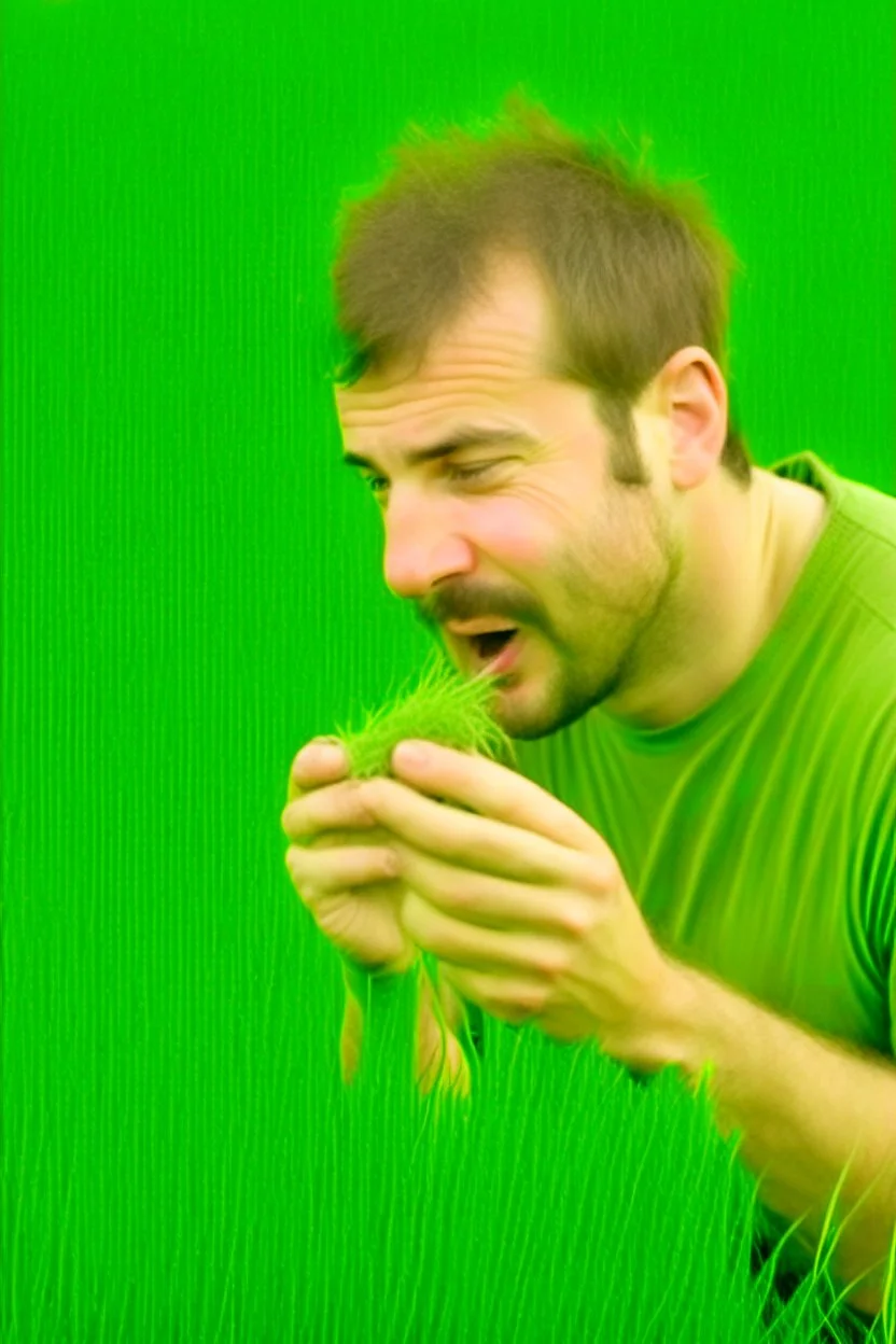 man eating grass