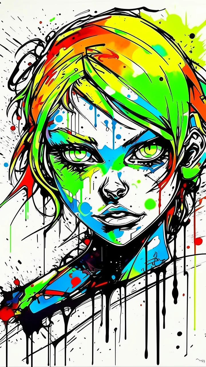 graffiti art of beautiful cartoon zombie girl , elaborate acrylic spray paint by Yoji shinkawa + nick Edwards + Junji Ito style with bold brushstrokes, vibrant saturated natural color