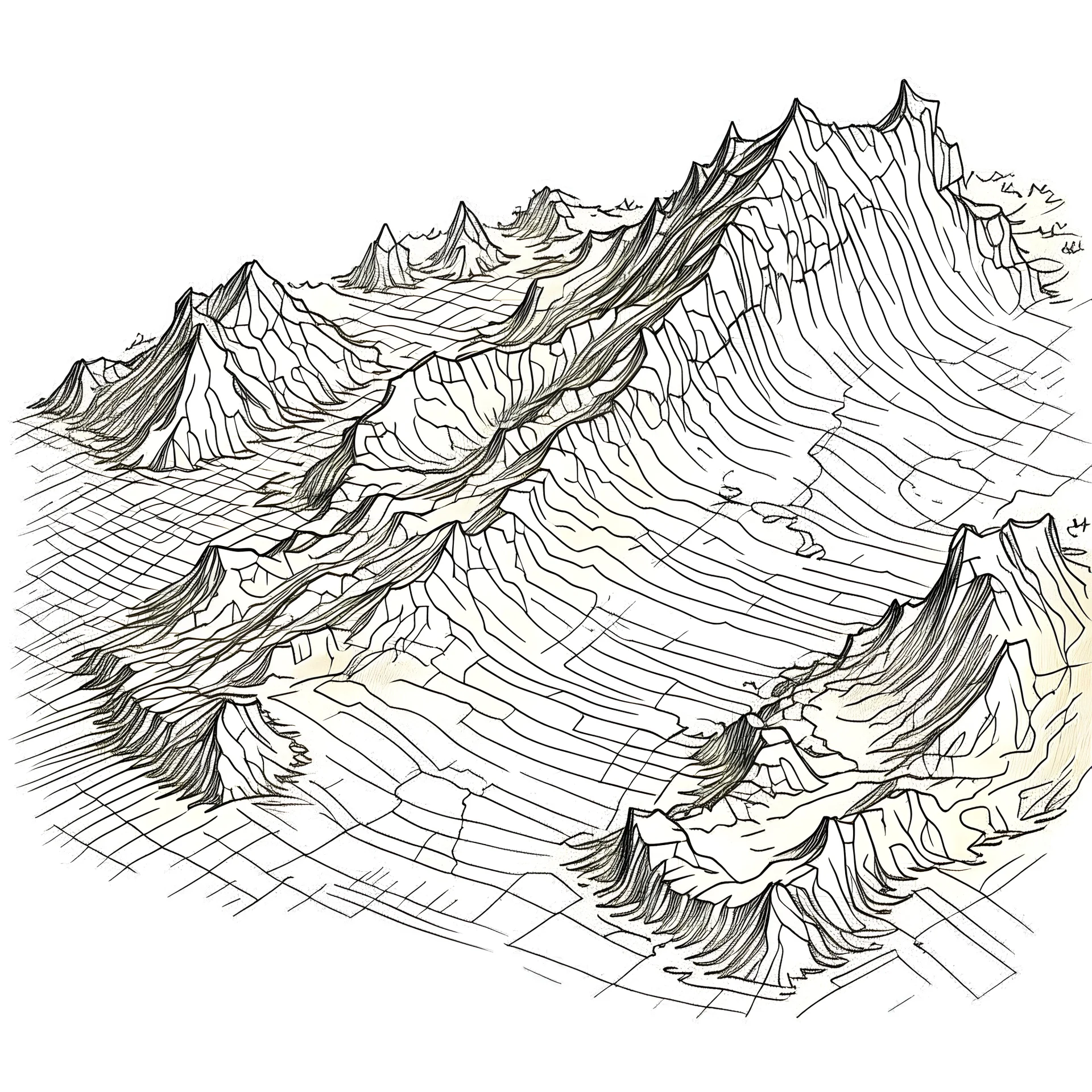 topograhpical map, illustration, aged, handdrawn, sketch, white