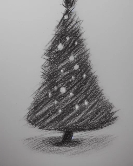 Christmas tree pencil and charcoal sketch