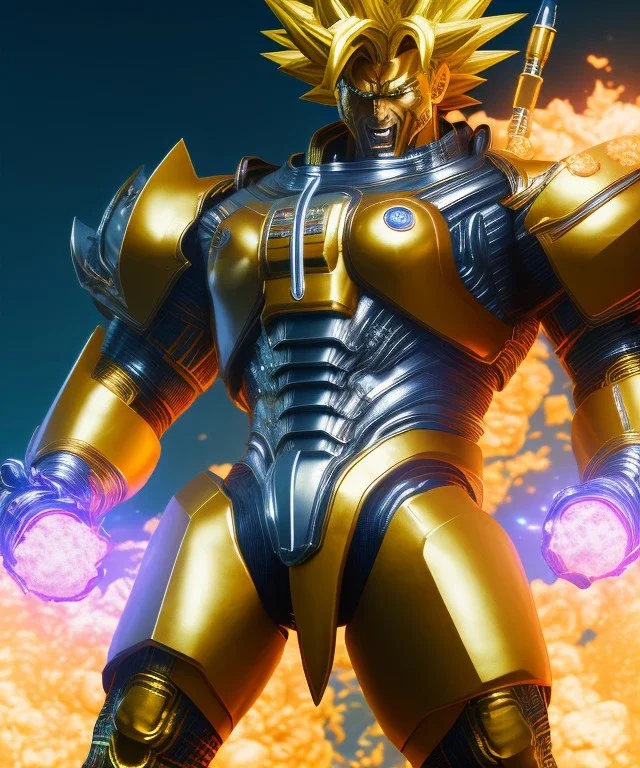 Goku, metal golden armor, defined muscles, no shirt, soft light atmosphere, light effect，vaporwave colorful, concept art, smooth, extremely sharp detail, finely tuned detail, ultra high definition, 8 k, unreal engine 5, ultra sharp focus