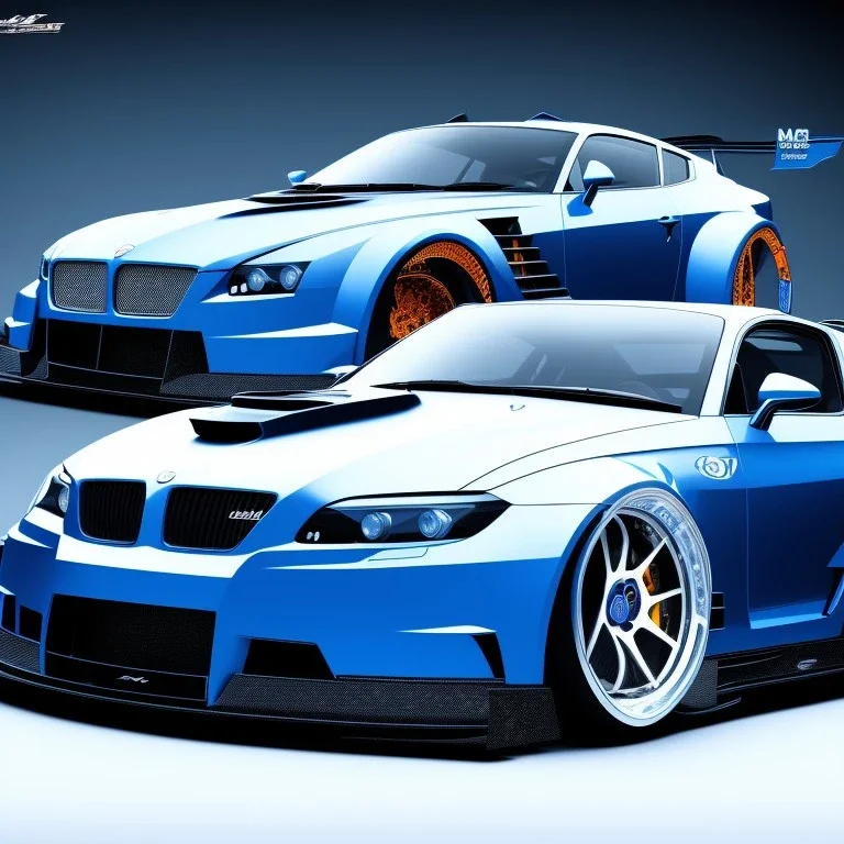 cartoon supercar bnw blue background