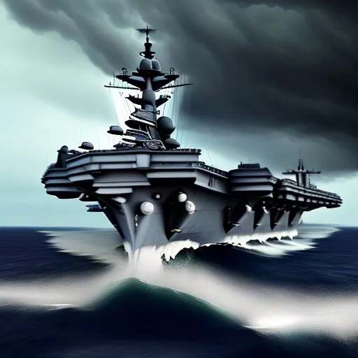 aircraft carrier in severe storm