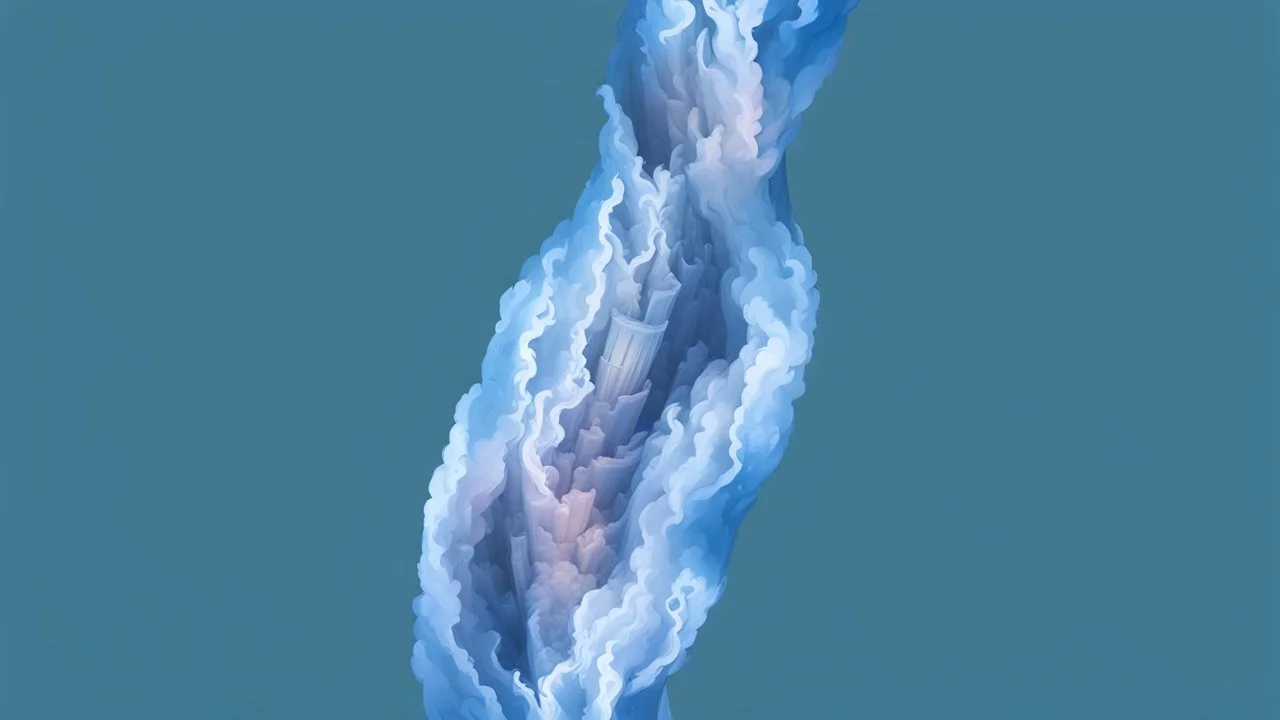 background of sky, a pillar ascends from bottom border to the top border. high poly, digital art style