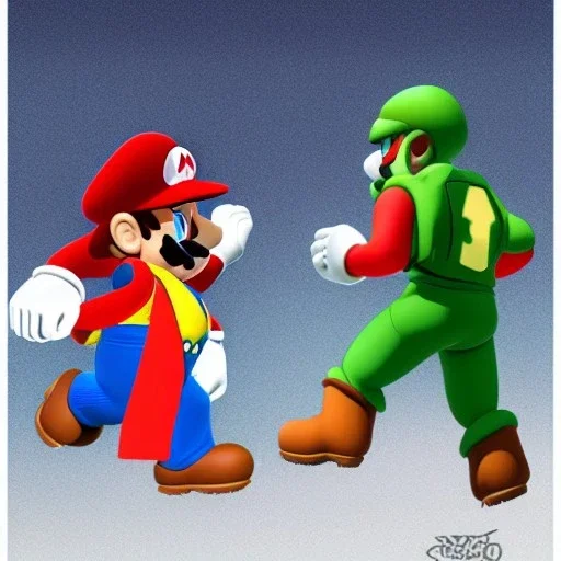 super mario fights the Master Chief