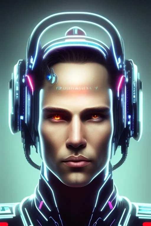 cyberpunk, head, men, portrai, tron