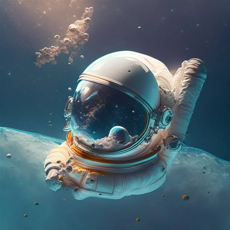 astronaut helmet floating in space