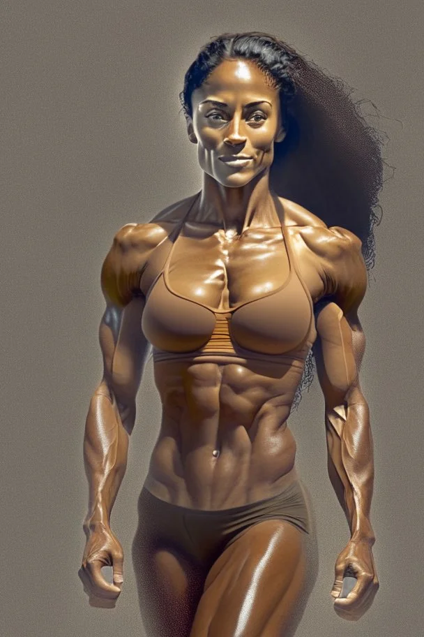 Tan woman with athletic build