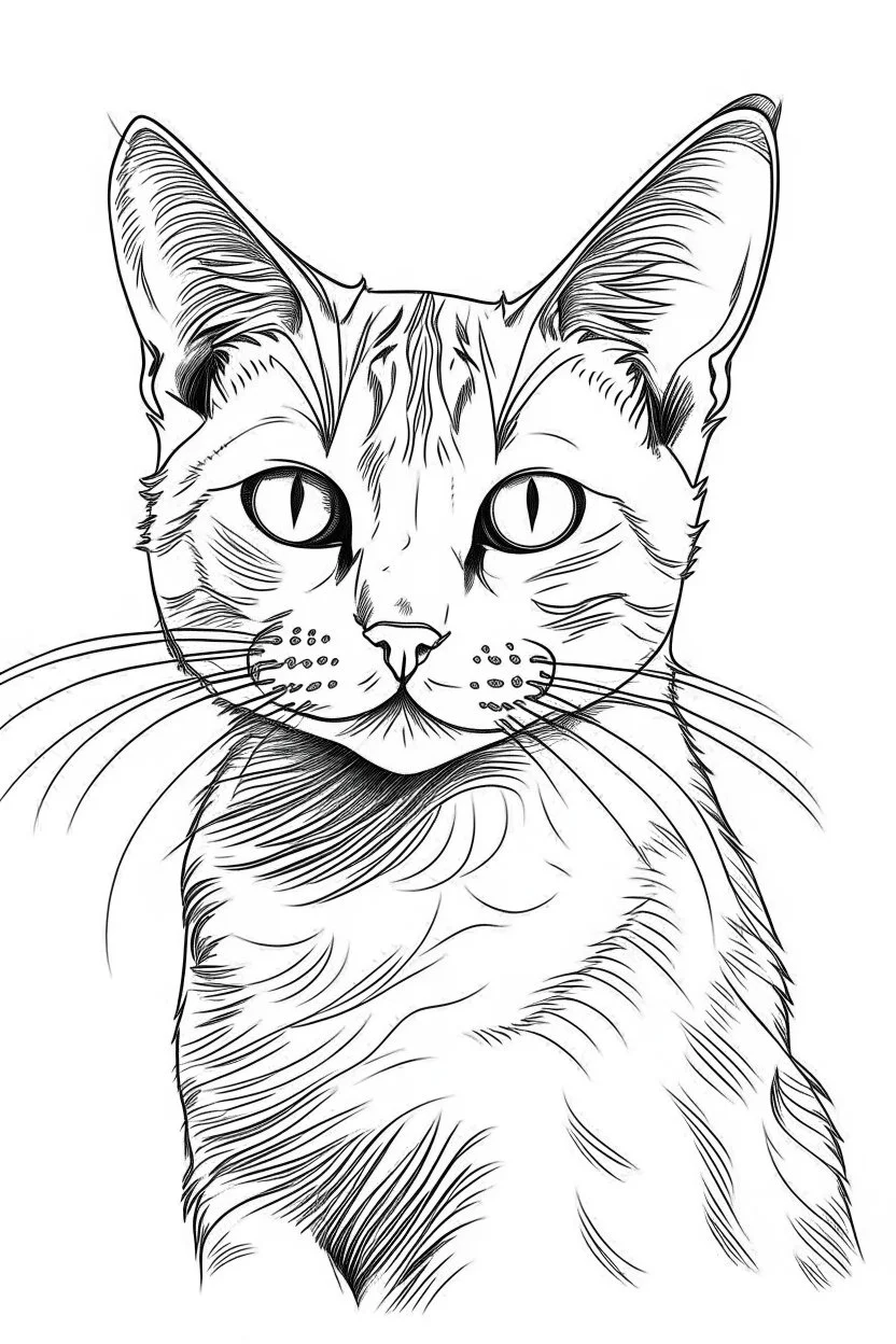 coloring image of cat white background