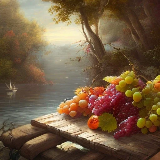 Grapes sunny sea landscape