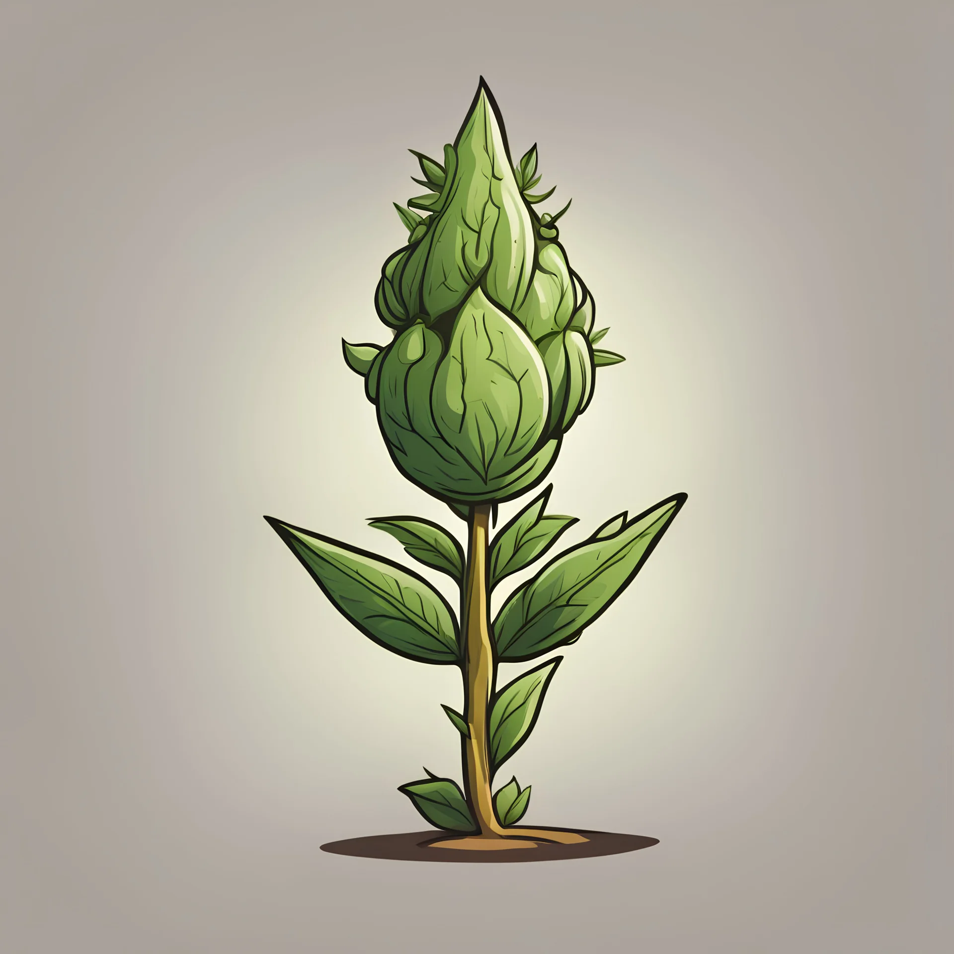 animated cartoon of a hermetic hemp bud