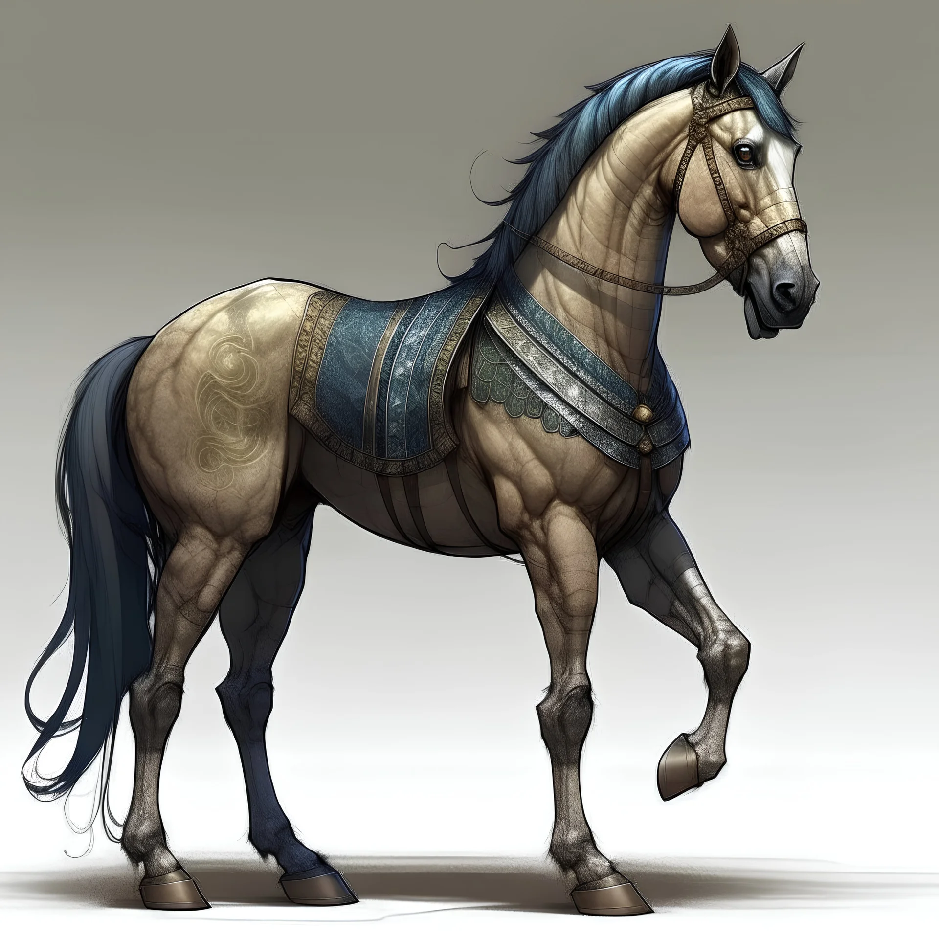 Mythical creature half-man half-horse, man merged with the horse, one single creature fused