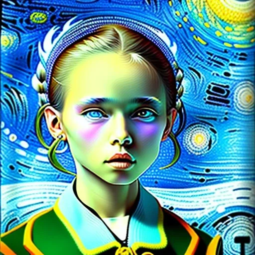 retrato de una niña llamada Eira Santiago Arnau con el estilo de Vincent van Gogh