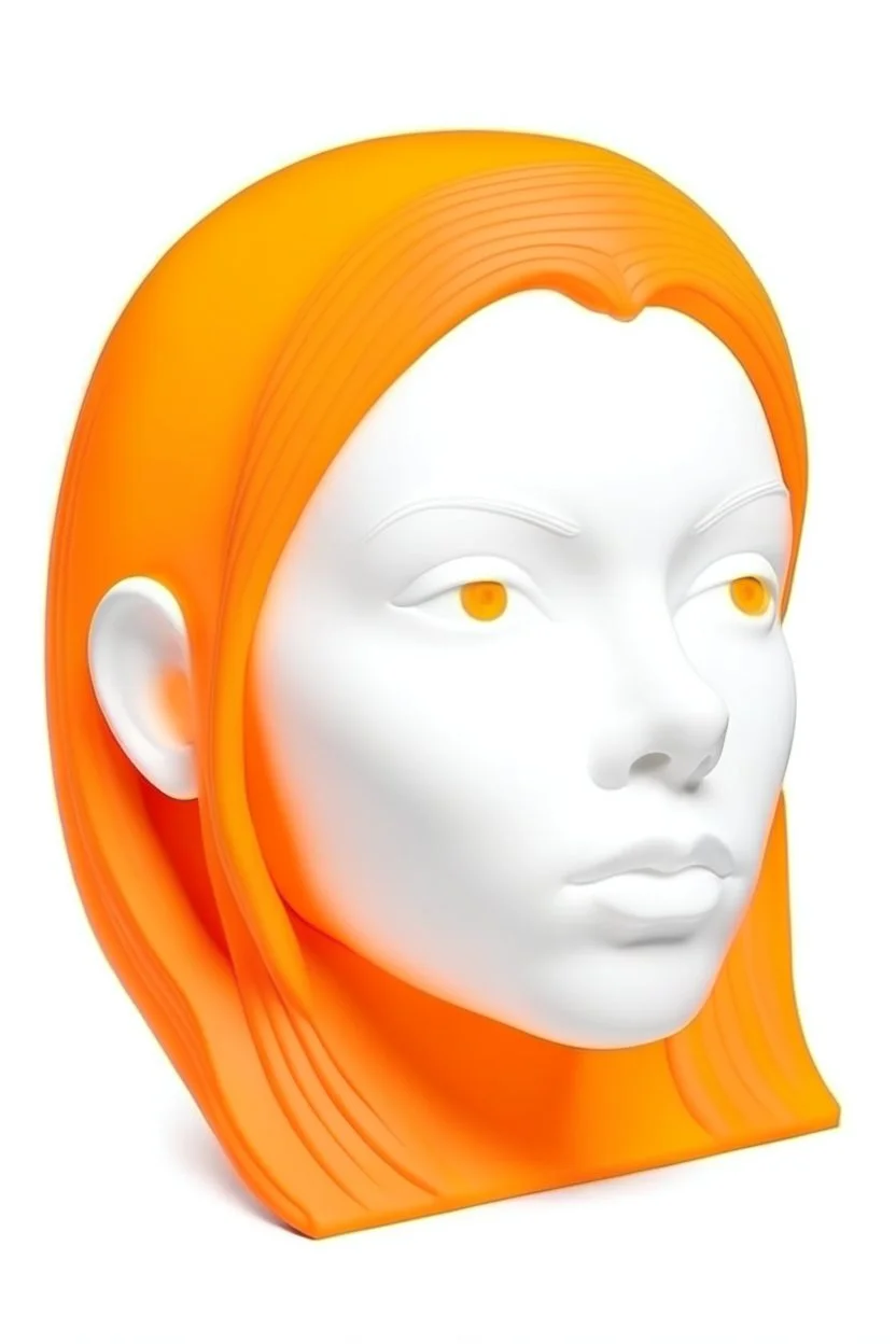 Human Girl face white rubber effect in all body with orange sponge hair