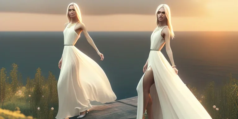 subtle queen, atmospheric, realistic, unreal engine, cinematic lighting, octane render, transparent long dress, blonde, full body, bright wings, smile, long hair