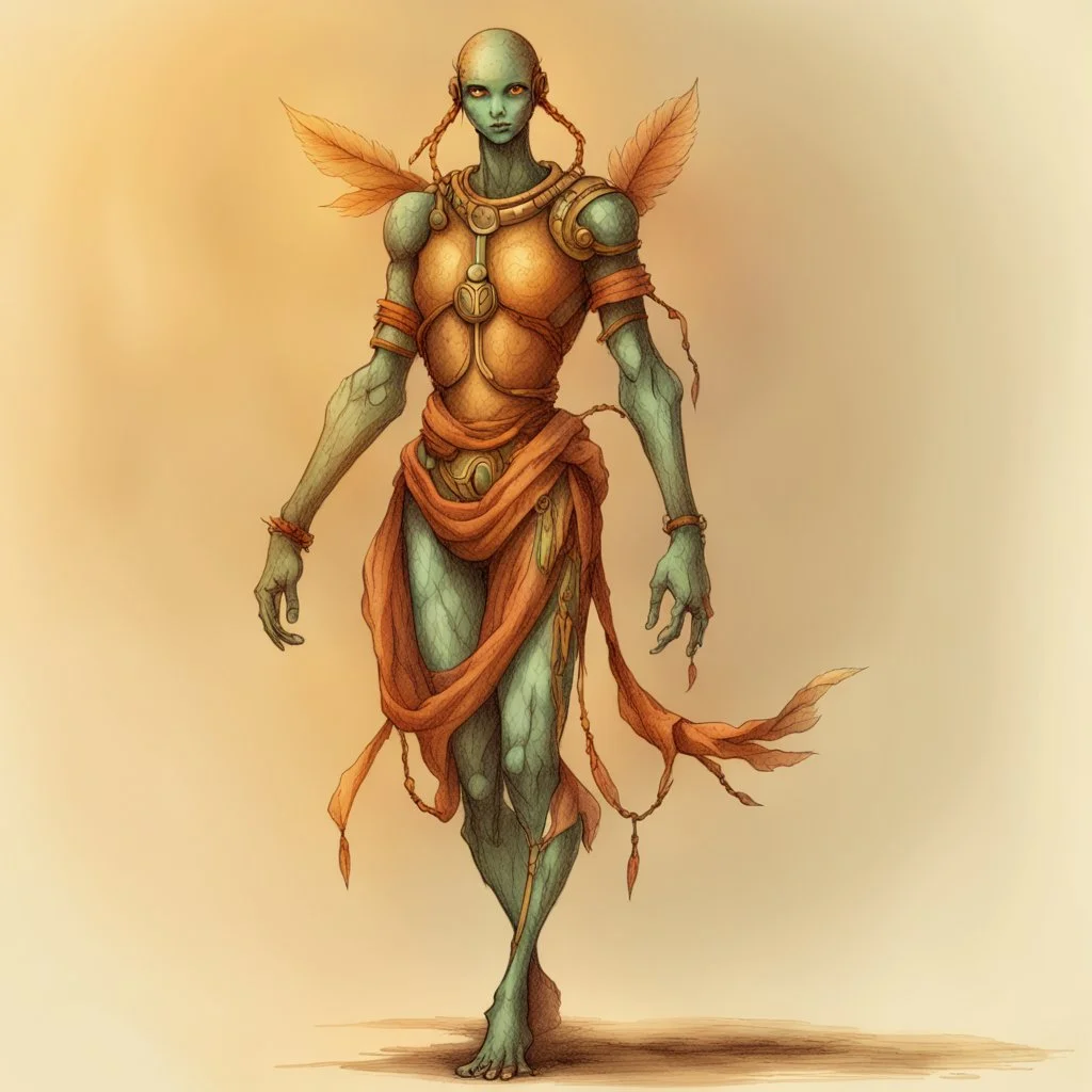 Beautiful colored drawing of a humanoid camell