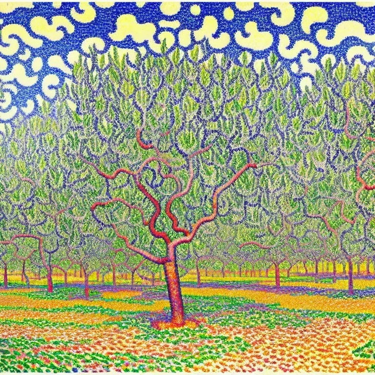 olive grove in style of signac