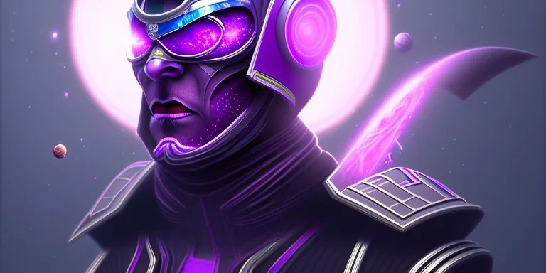 futuristic purple galaxy super villain that has taken over the universe