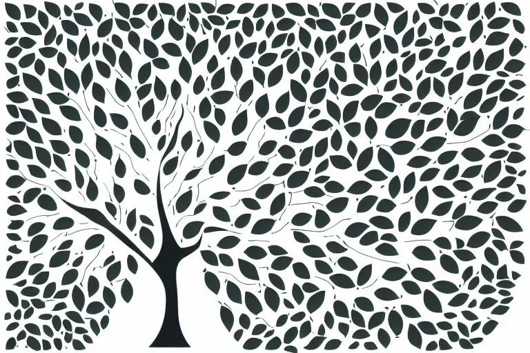 Vector tree illustration white background die cut