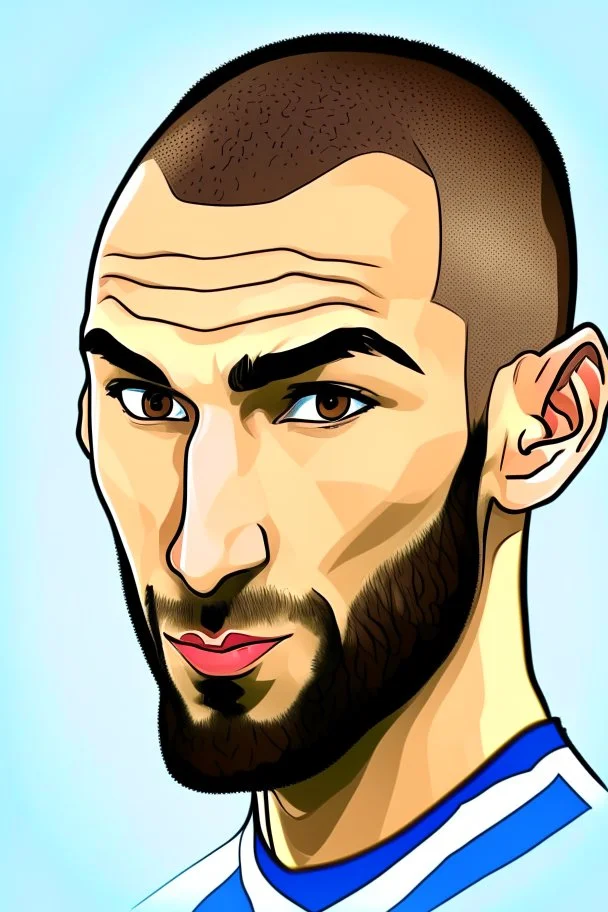 Karim Benzema French soccer player cartoon 2d