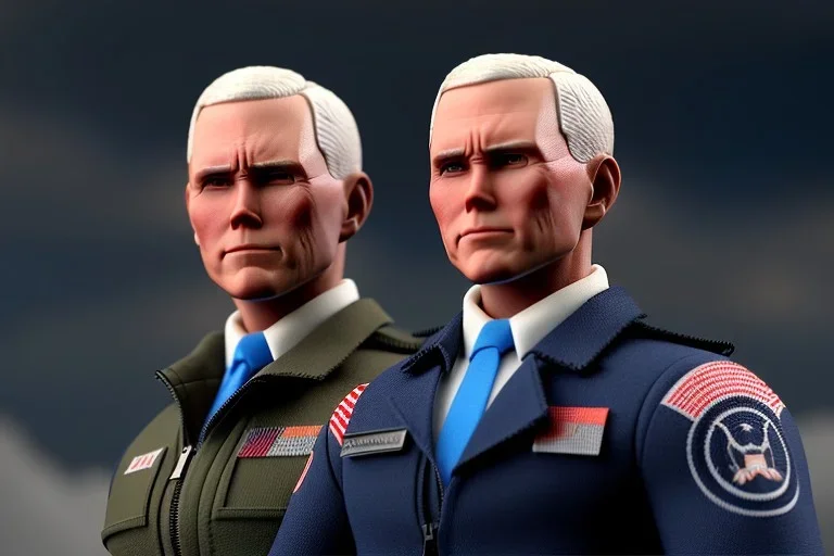 Mike Pence as G.I. Joe Doll toy With a gun space force commander