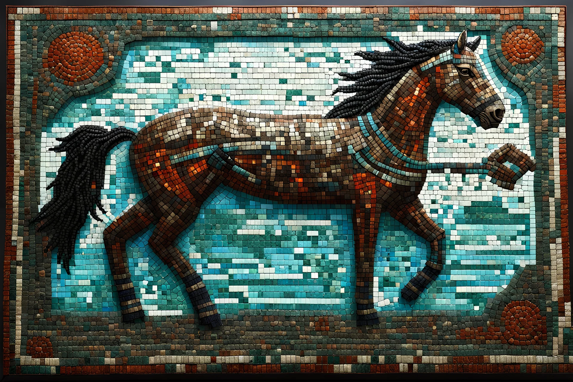 fluorescent relic mosaic horse senator aiming arrow heritage authentic