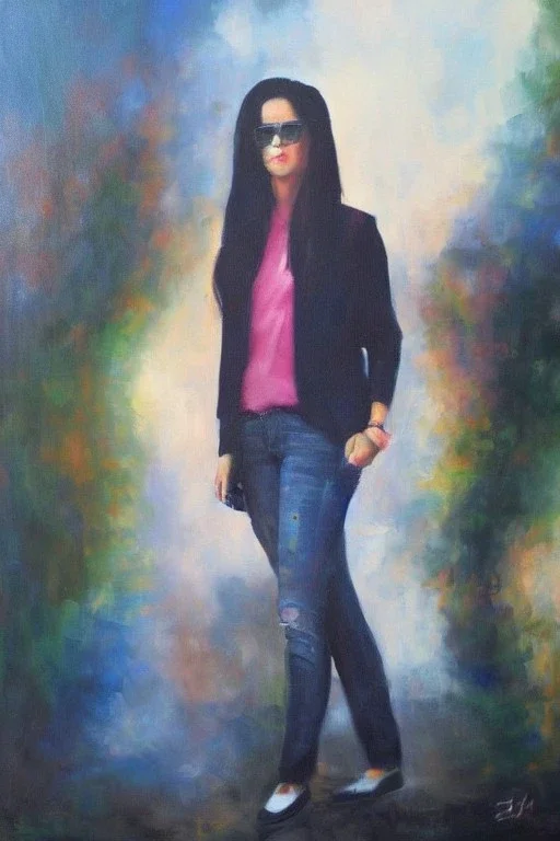 Full body portrait, painting, medium shot lady SecondWaveEmo