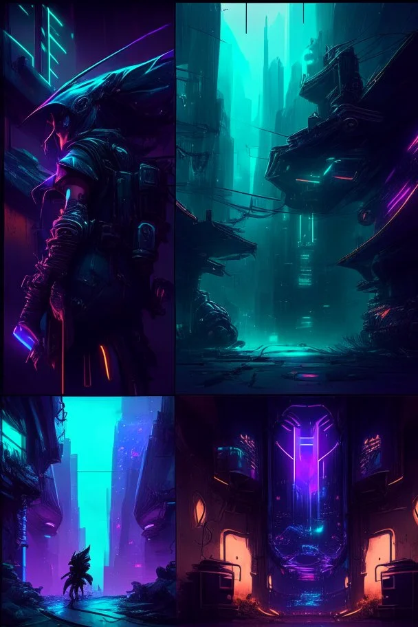 Set from league of legends in cyberpunk style