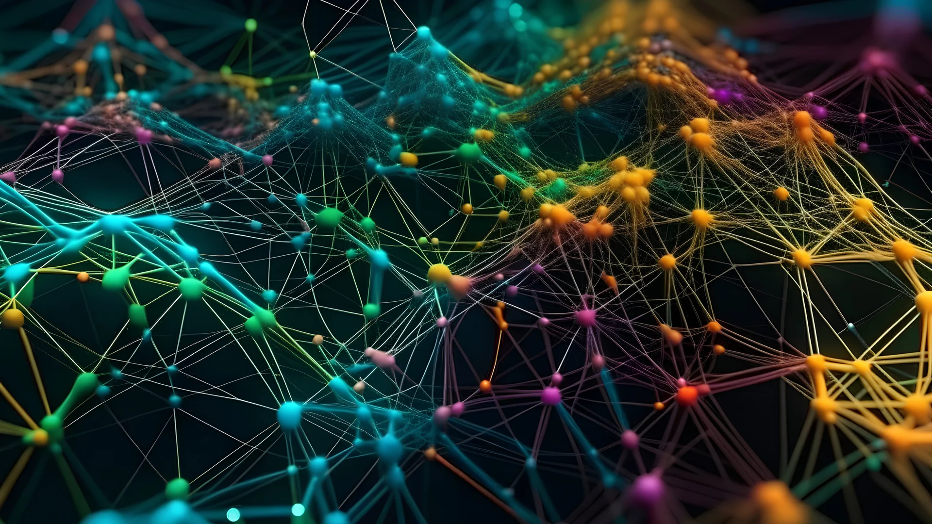an abstract illustration of a complex network of interconnected tasks represented by colorful nodes and lines, data visualization, minimalistic design, vibrant colors, top-down view, modern aesthetic, 4k resolution, trending on Behance, futuristic, high detail