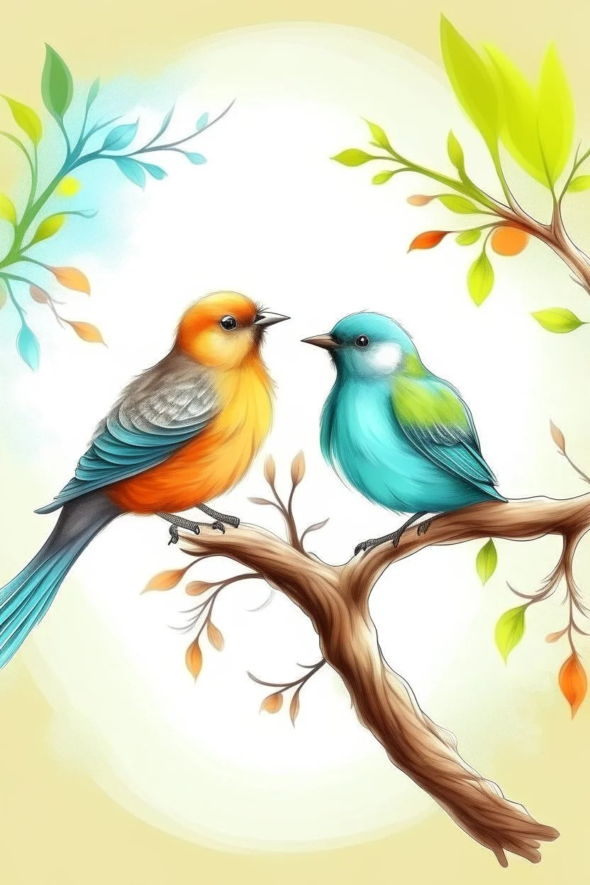 generate an image of couple bird sitting on the branch of tree