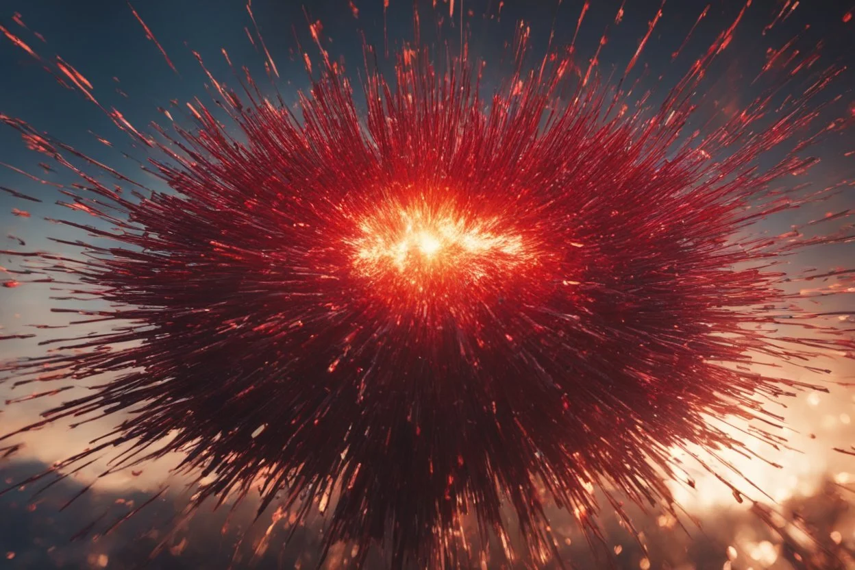 Atomic explosion, made of red vine, ULTRA REALISTIC, details, intricate detail, professional lighting, film lighting, 35mm, anamorphic, lightroom, cinematography, bokeh, lens flare, film grain, hdr10, 8k, Roger Deakins, incredibly detailed, reflect, sharpen