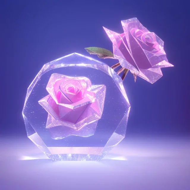 transparent crystal rose, crystallized, cinema lighting, cinema 4d, octane render, 3d render, incrate detailed,fantasy art, photo realistic, shinening light,moonstone crystal bird, iresendent, realistic, shine, epic