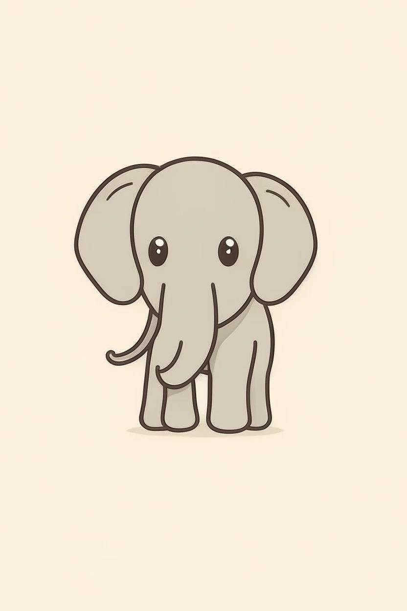 a simple of a cute elephant, in a drawing style