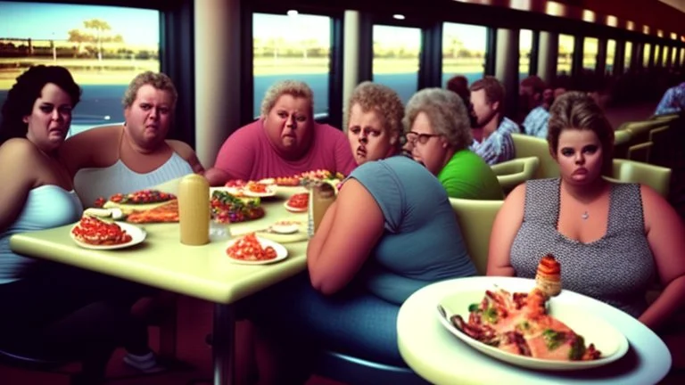 overeaters anonymous members sitting at the buffet service station