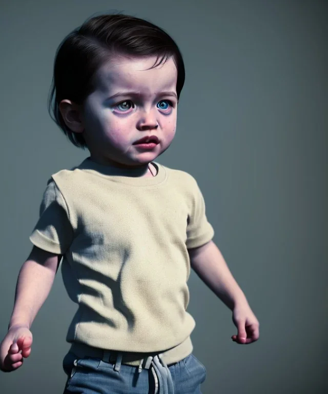 picasso toddler, full body, jump, dramatic lighting, hyper realistic