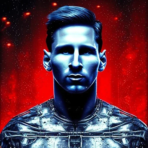 rain, Lionel Messi, style steampunk, darkblue tones,