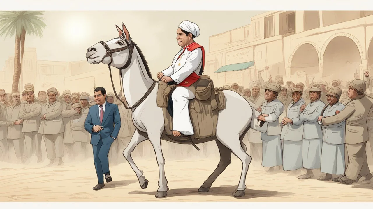 السيسي راكب حمار بلعكس