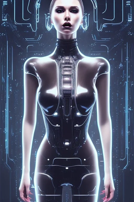 cyberpunk, black latex body, women, body portrai, open mouth, perfect skin, tron, cyborg , perfekt, real, dream, hr giger