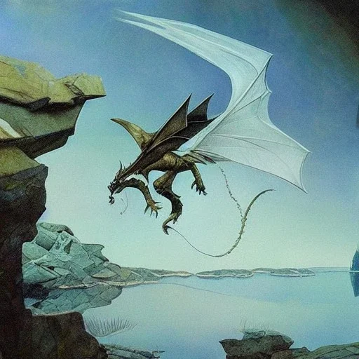 Dragon flying, Crystals, Caves, Fantasy Art, Wyeth