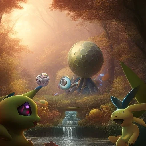 Mystery pokemon,Ambiance dramatique, hyperrealisme, 8k, high quality, lot of details, portrait,