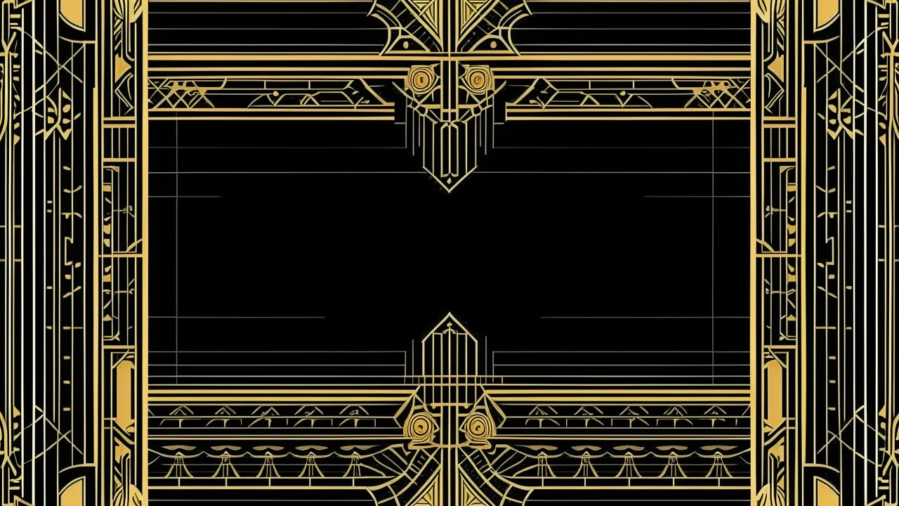 gold art deco delicately designed border on a black background