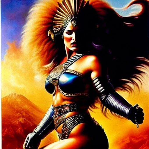 portrait oil on canvas,beautiful busty Female Warrior riding a Lion, minimal armor,comic book cover, mystical colors,insanely detailed,realistic,intrincate detail,crystal clear eyes,perfectly drawn face, 16k resolution, masterpiece,Simon Bisley,Frank Frazetta,Alex Horley,ARTHUR ADAMS