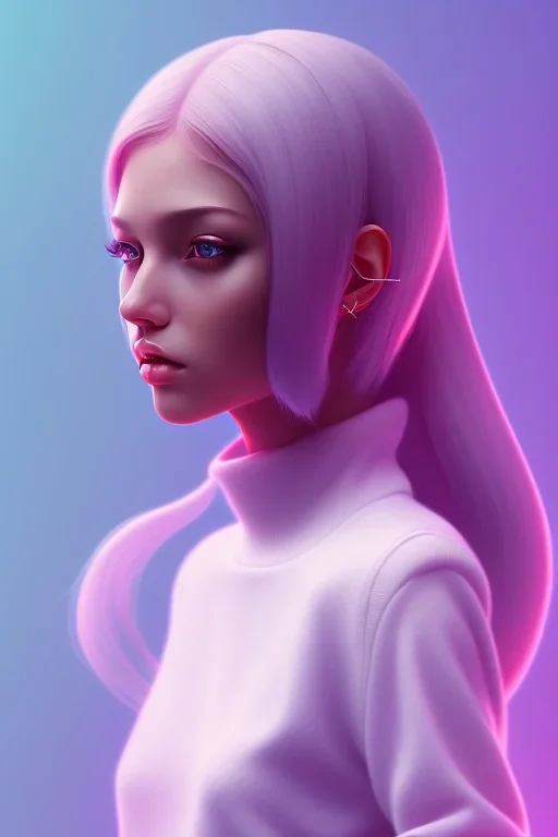 isometric clean art of super cute girl, soft lighting, soft pastel gradients, high definition, 3d icon clay render, blender 3d