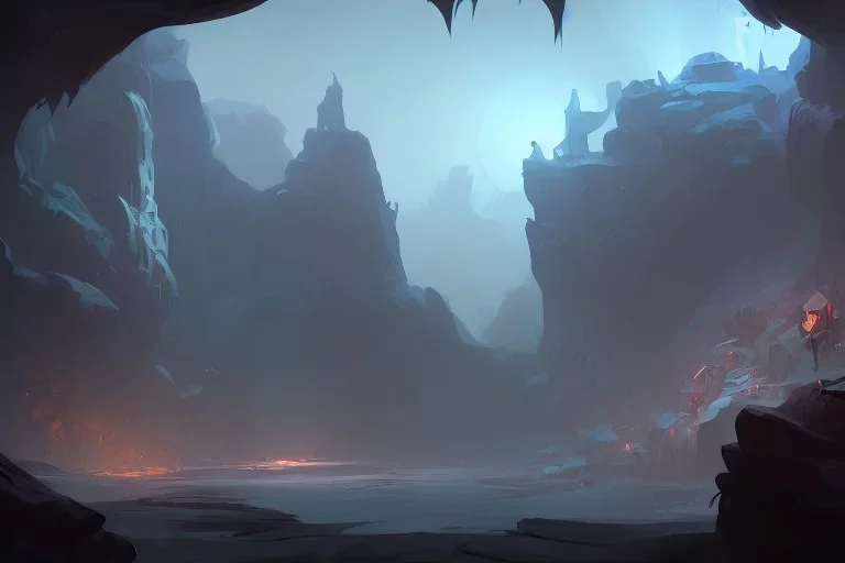 Concept art of A dark Cave by Justin Gerard