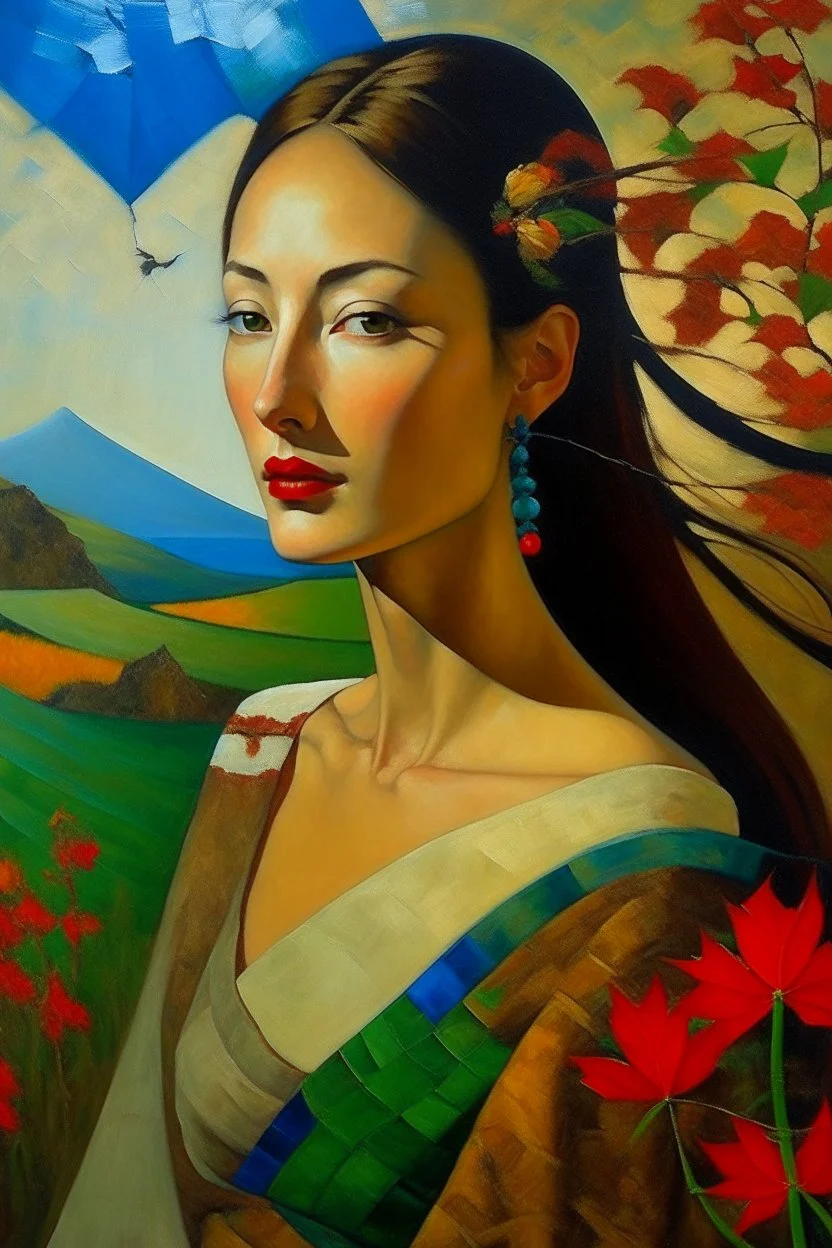 painting of a beautiful woman, art inspired by Artur Tarnowski, Seungmin Kim, Vlad Minguillo, Paul Gauguin and Andrew Wyeth