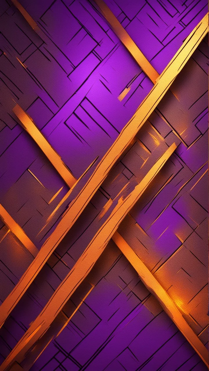 Hyper Realistic Glowing-Golden-Diagonal-Intersecting-Lines blended with rustic-orange-&-purple-rustic-wall with embers