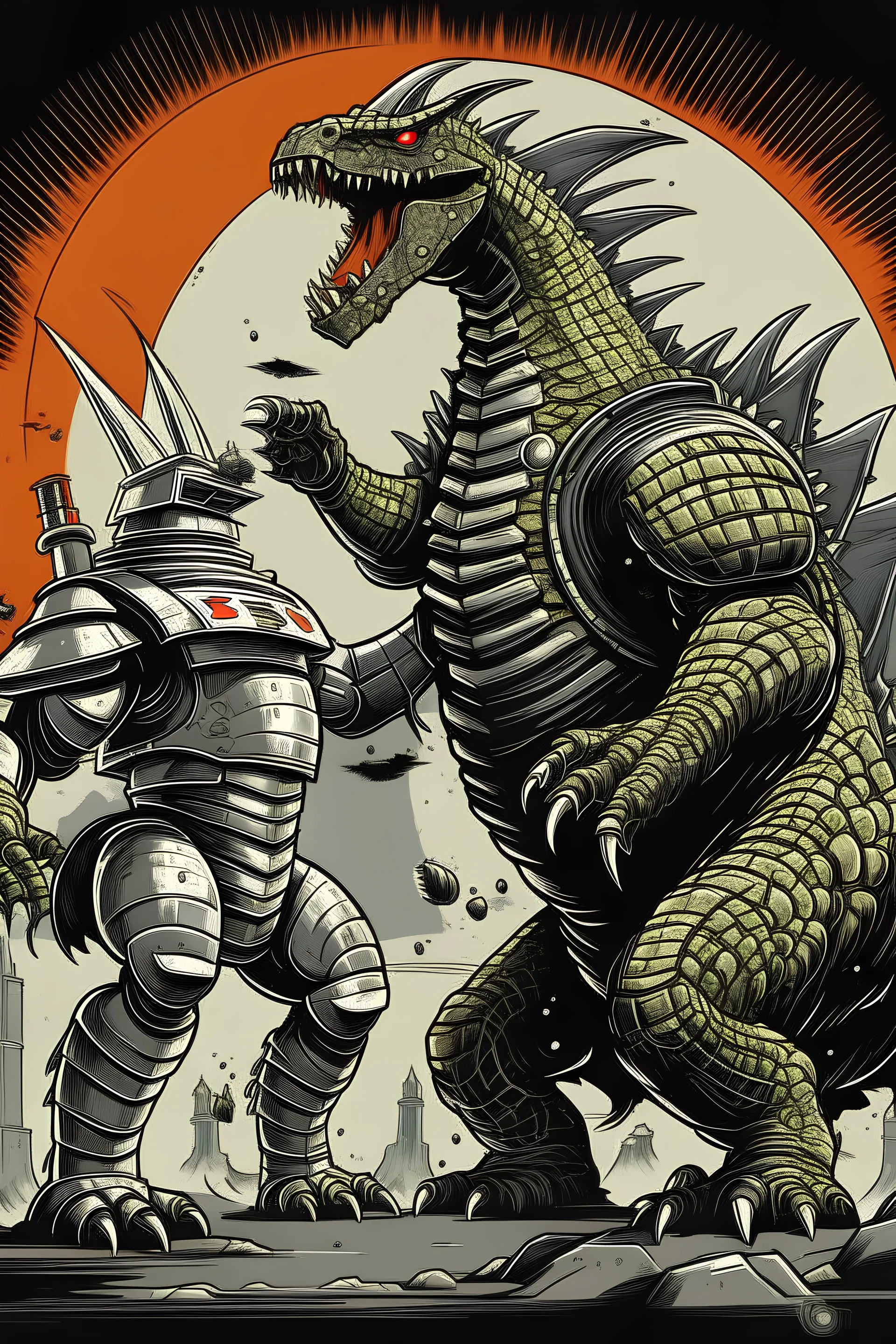 godzilla fighting giant robot